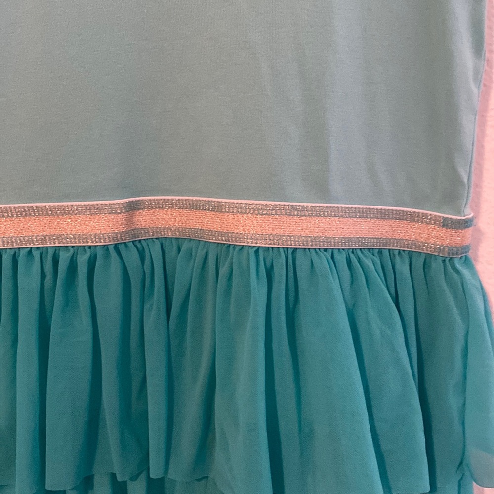 Hanna Andersson Cotton Blue Turquoise Tiered Ruffle Tank Dress Size US Size 10 - Picture 3 of 8